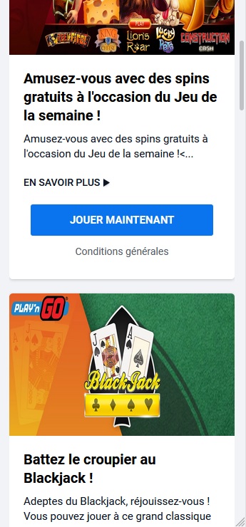 Exemple de promotion au Casino